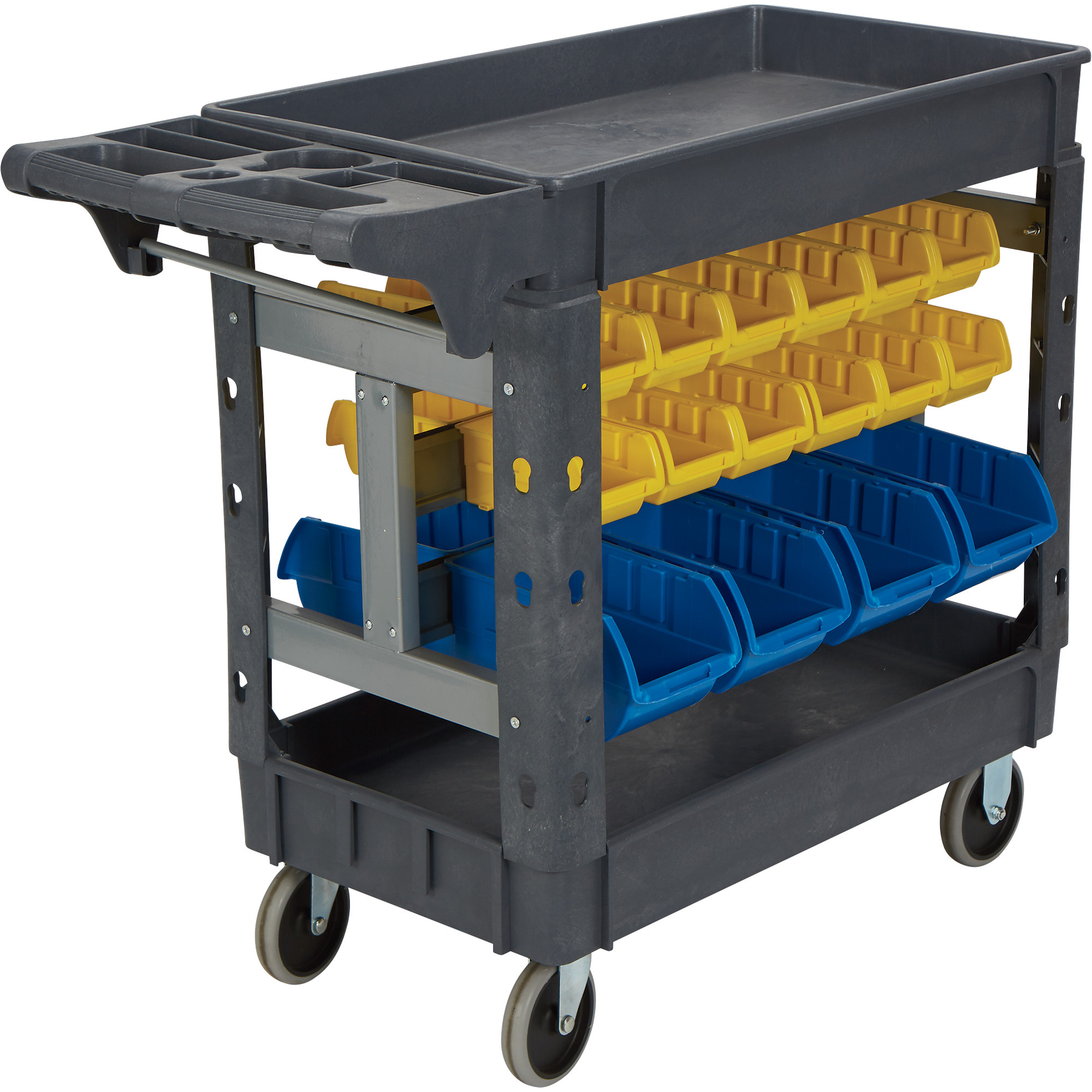 Strongway 500Lb. Service Cart with Bins — 40 3/8in.W X 17 5/16in.D X